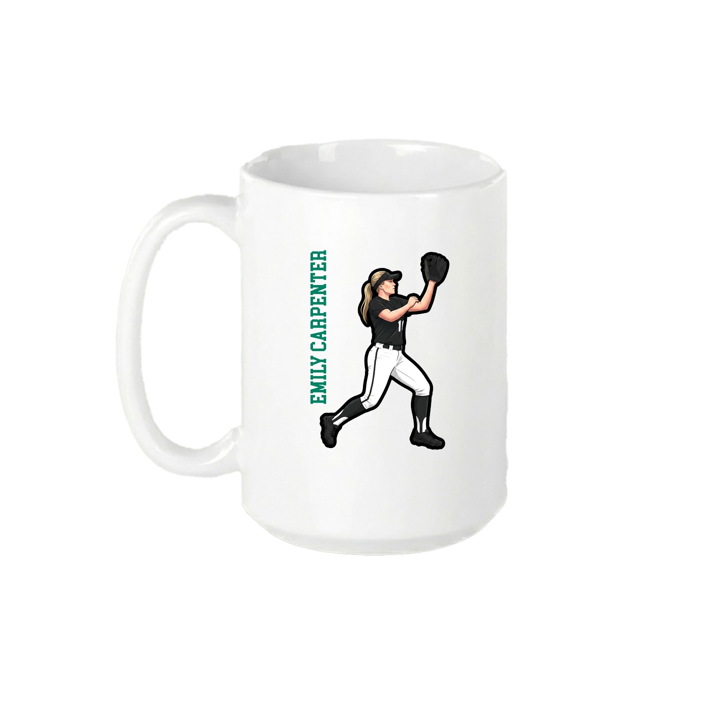 15oz Coffee Mug — Name Vertical in White