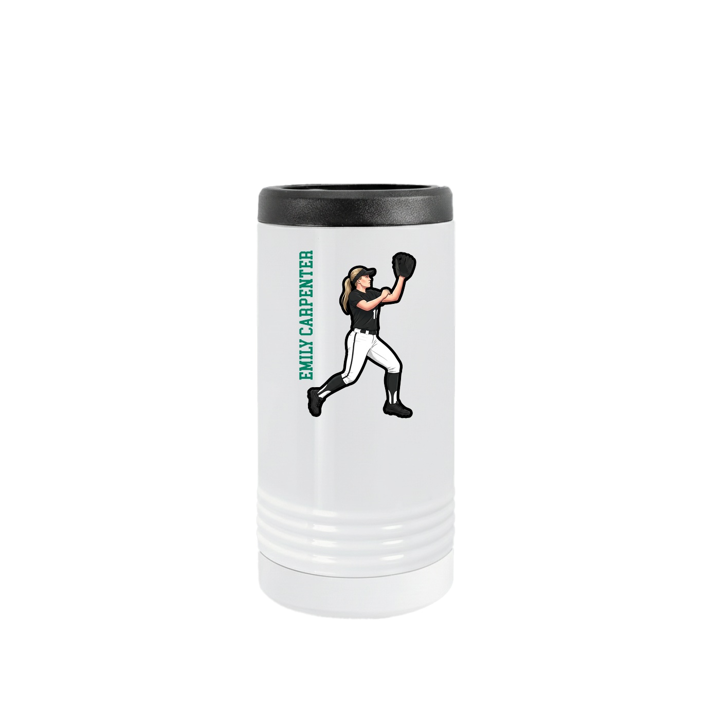 Slim Beverage Holder — Name Vertical in White