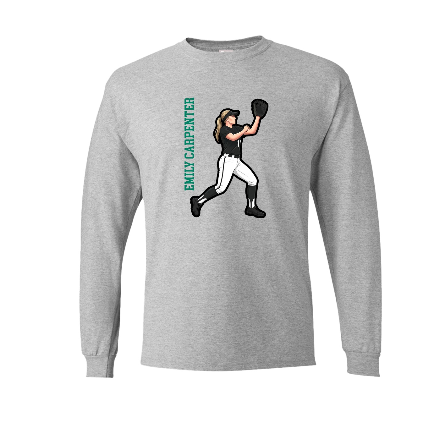 Long Sleeve Tee — Name Vertical in Grey