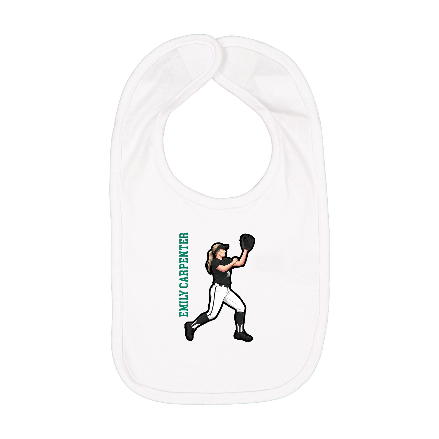 Infant Bib — Name Vertical in White