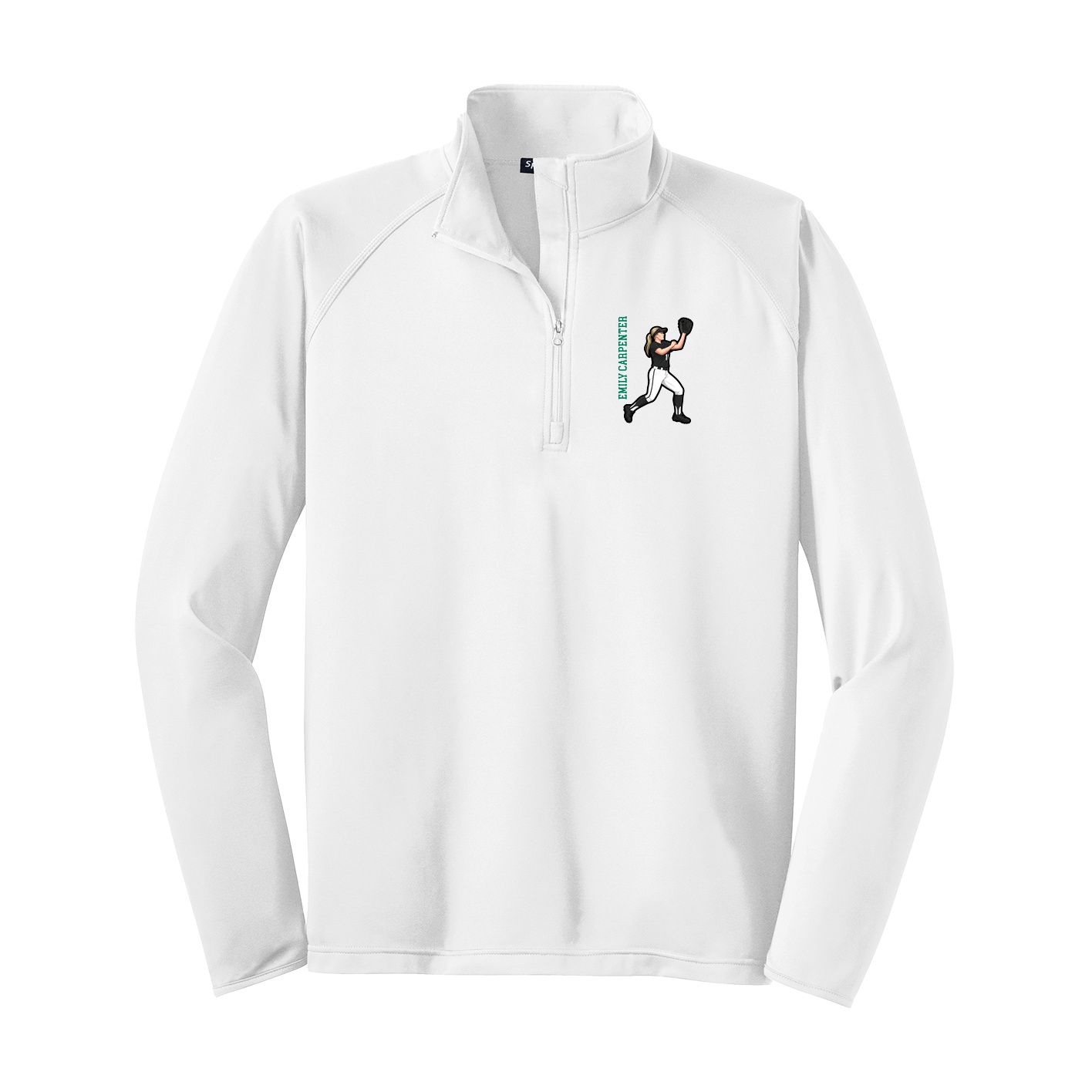 Q-Zip Pullover — Name Vertical in White