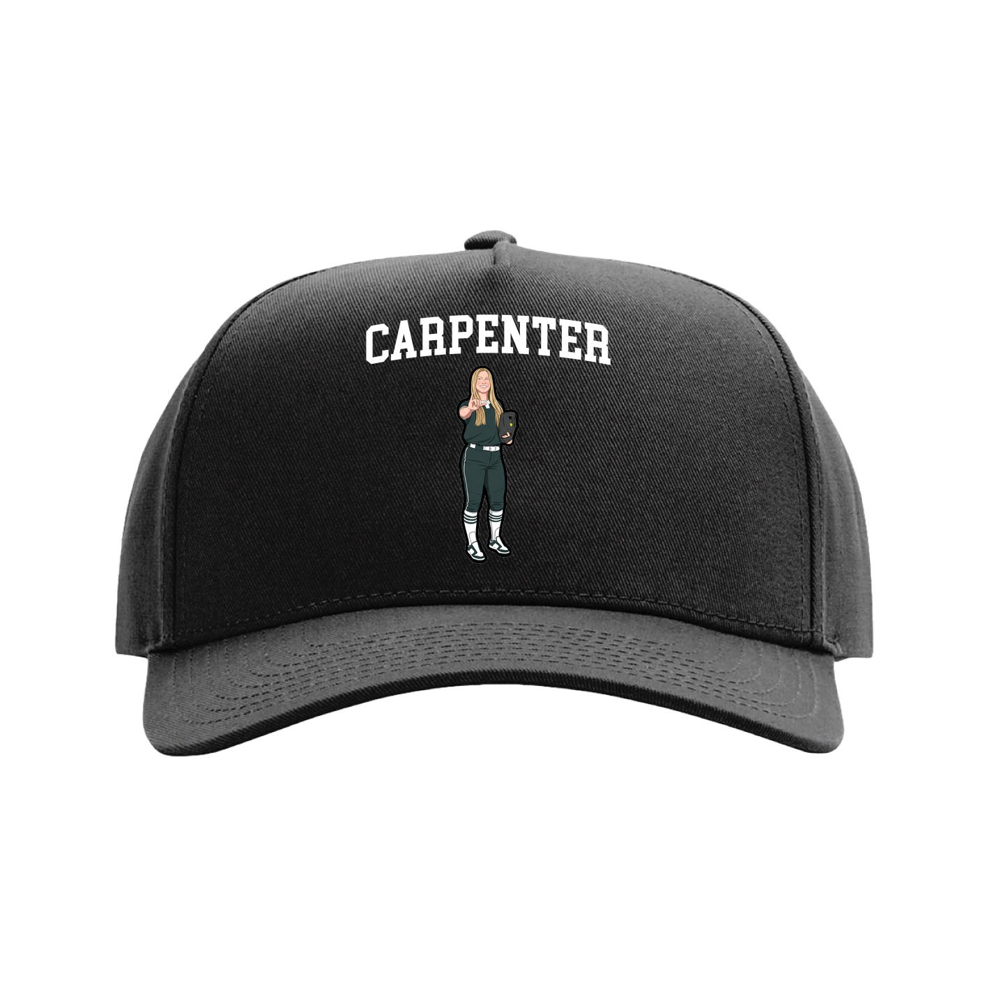 Full Fabric Five-Panel Champ Cap — Shirsey in Black