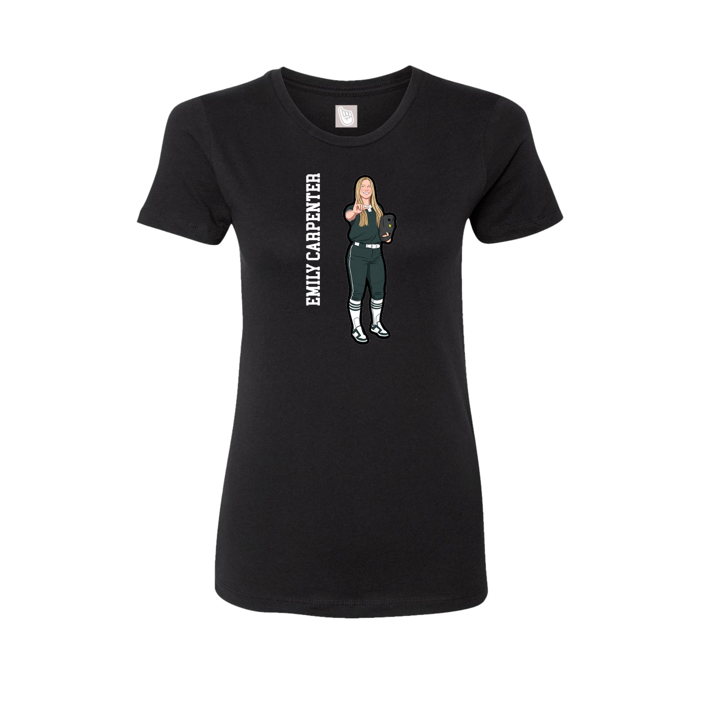 Womens Tee — Name Vertical in Black