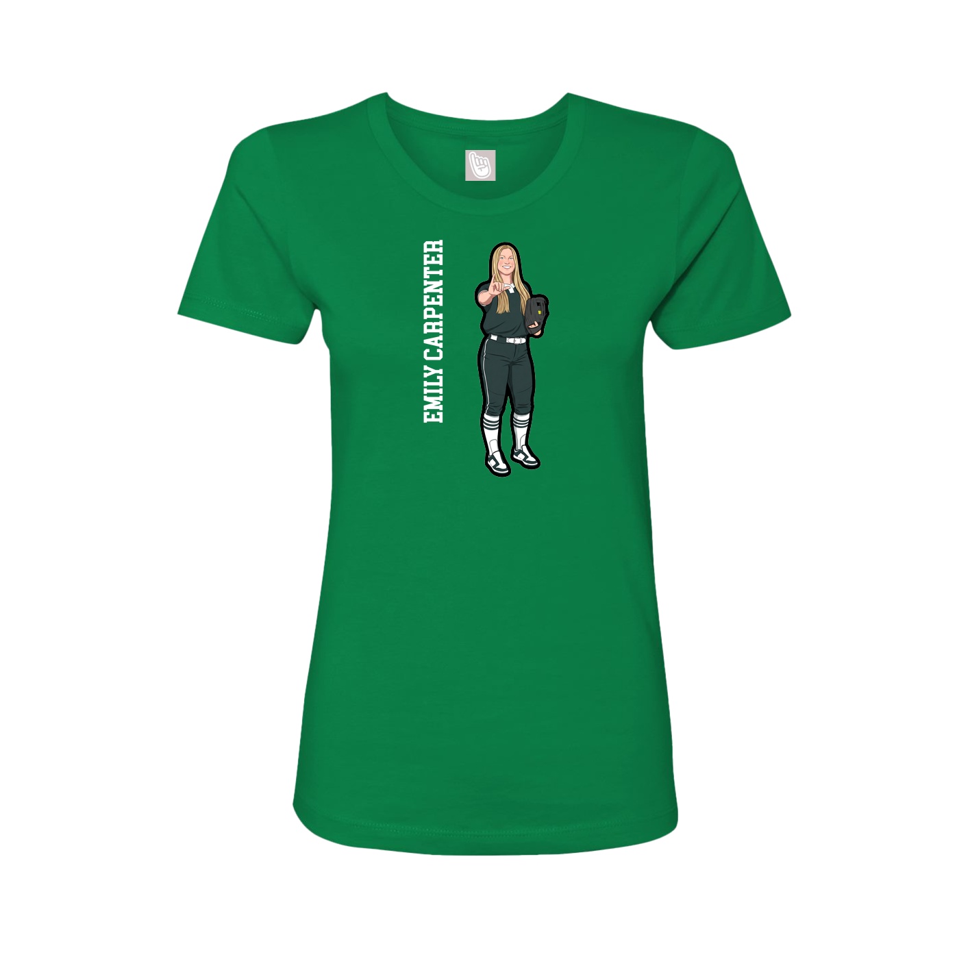 Fitted Women's Tee — Name Vertical in Green