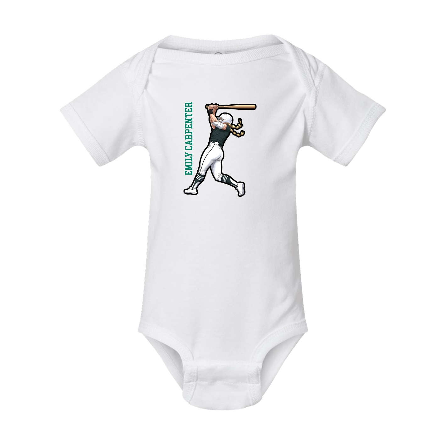 Baby Onesie — Name Vertical in White