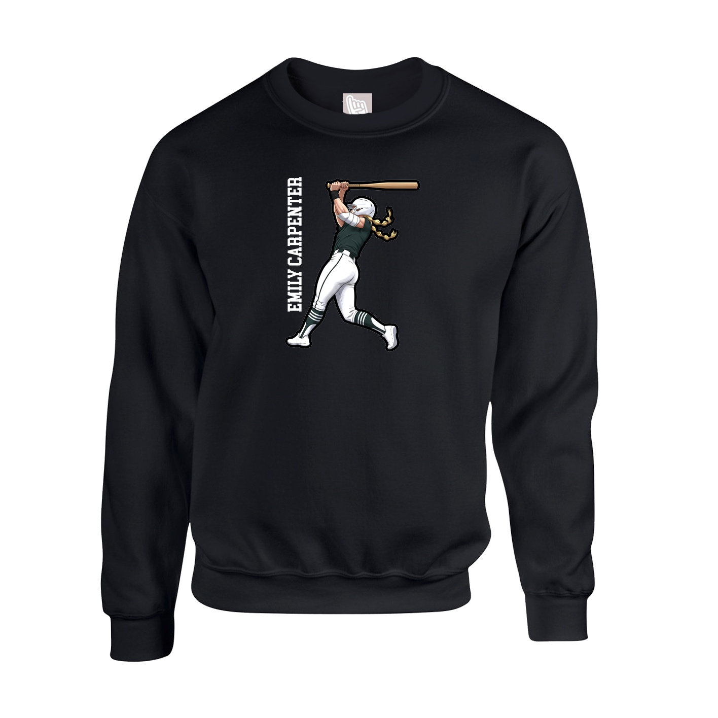 Fleece Crew — Name Vertical in Black