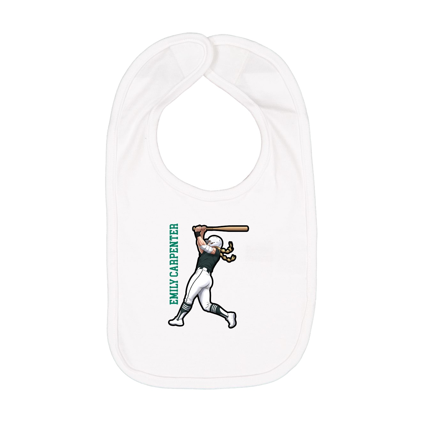 Infant Bib — Name Vertical in White