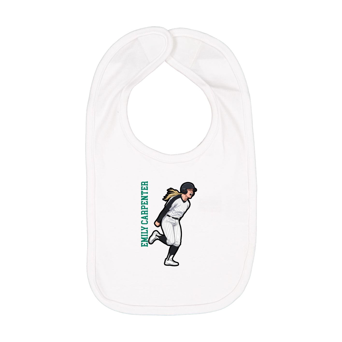 Infant Bib — Name Vertical in White
