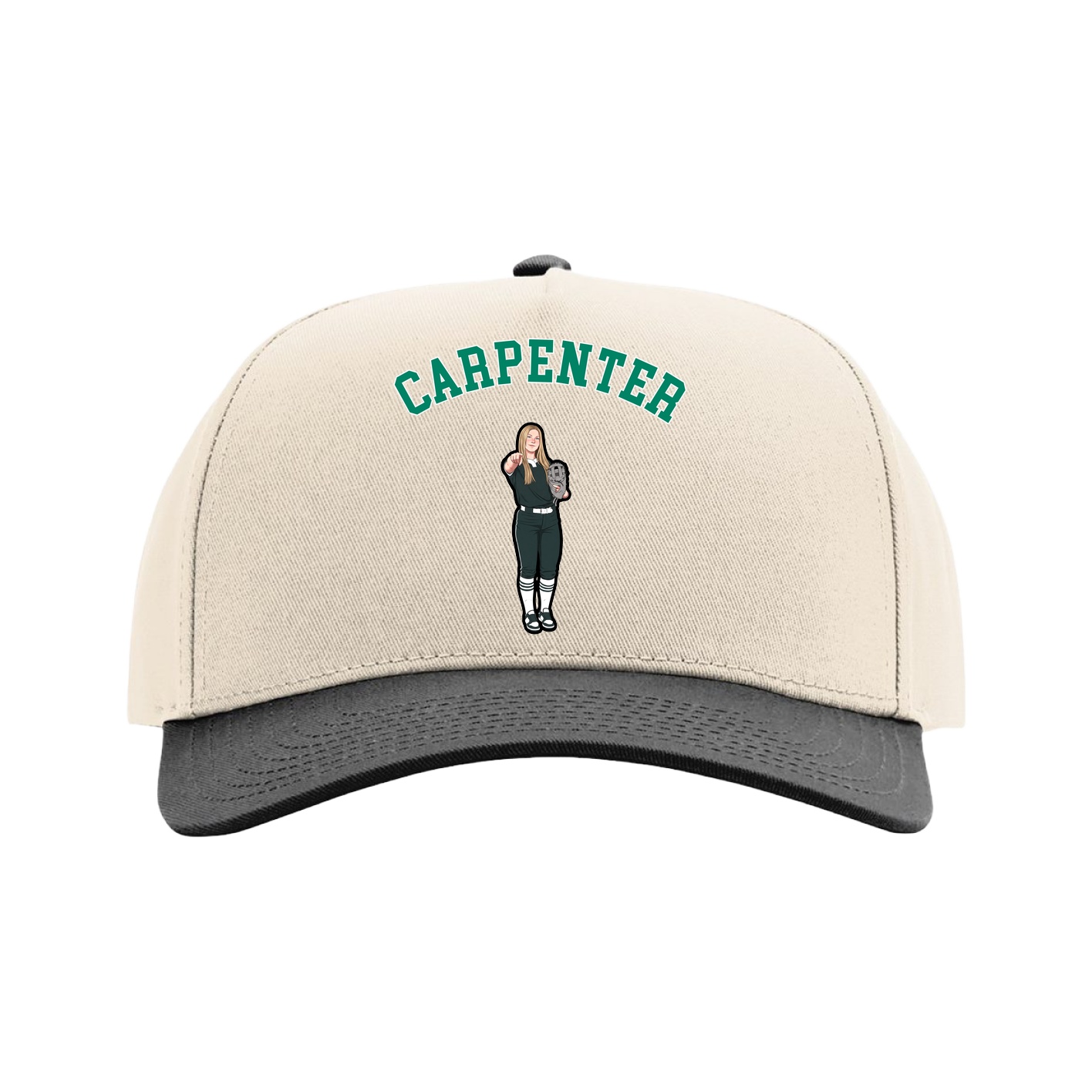 Full Fabric Five-Panel Champ Cap — Shirsey Arch in Cream/Black