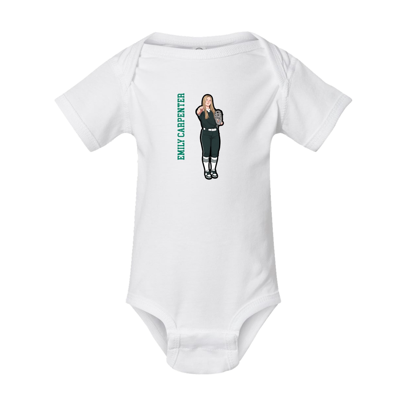 Baby Onesie — Name Vertical in White