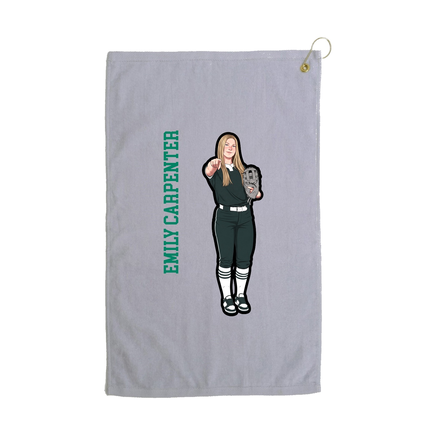 Golf Towel — Name Vertical in Grey