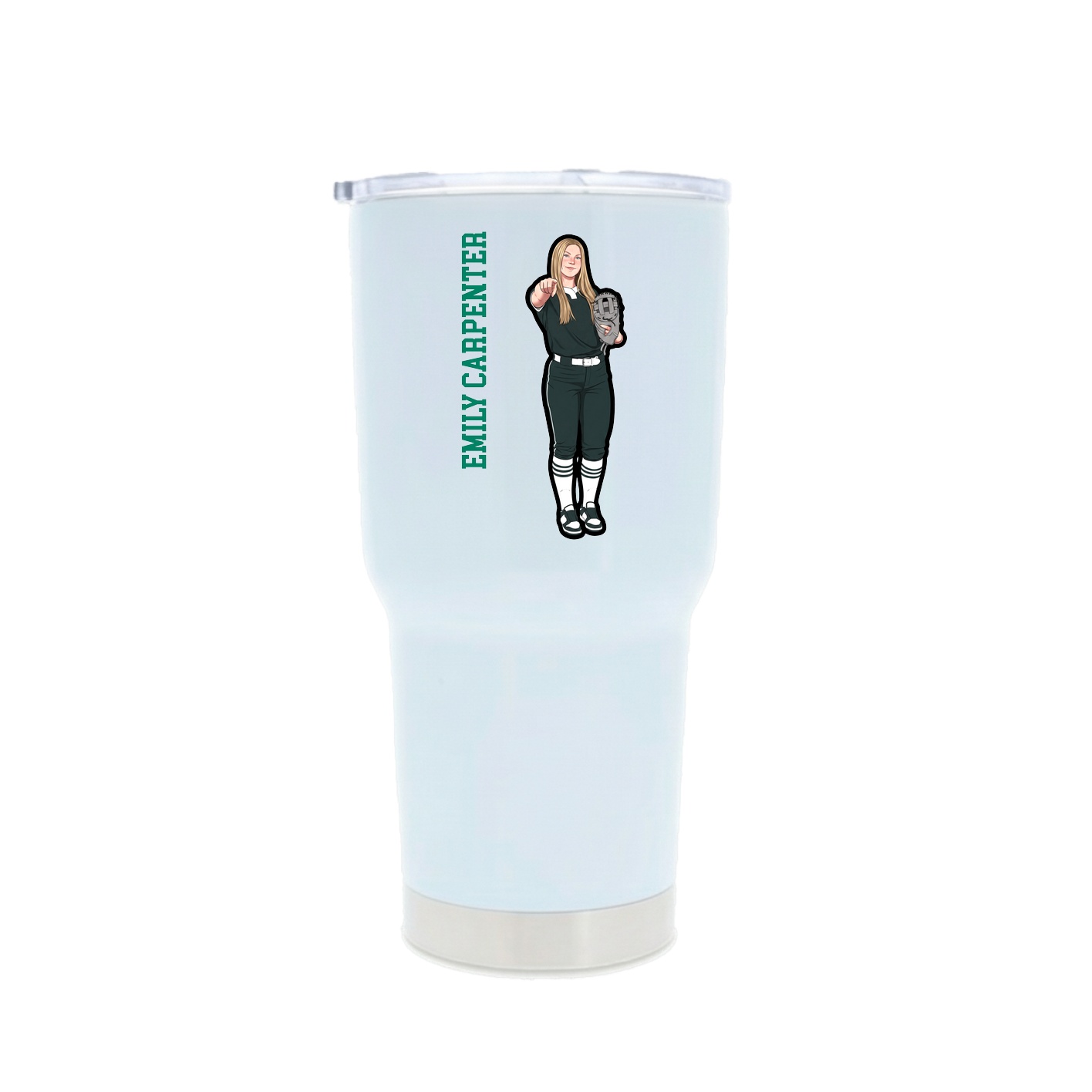 30oz Stainless Steel Tumbler — Name Vertical in White