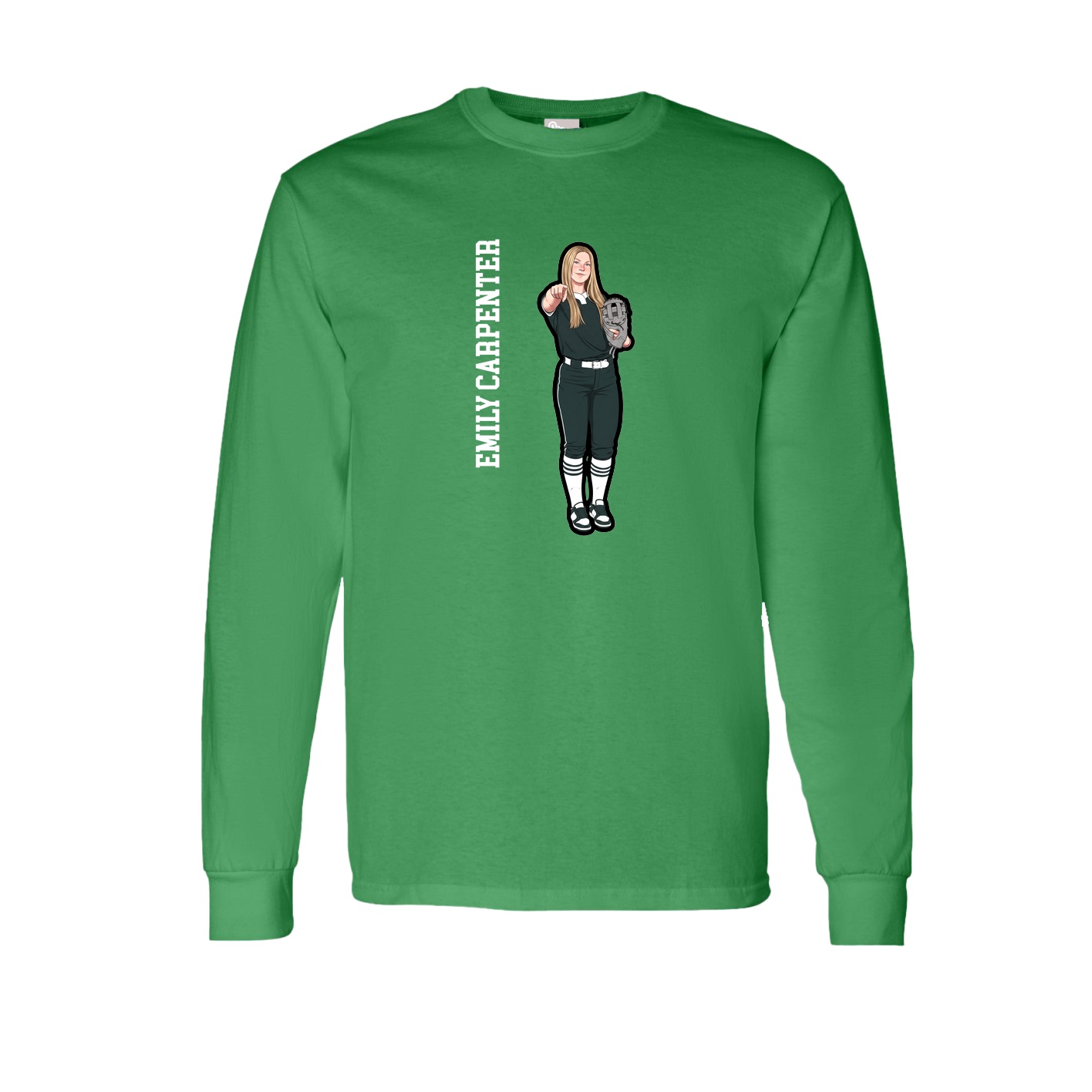 Long Sleeve Tee — Name Vertical in Green