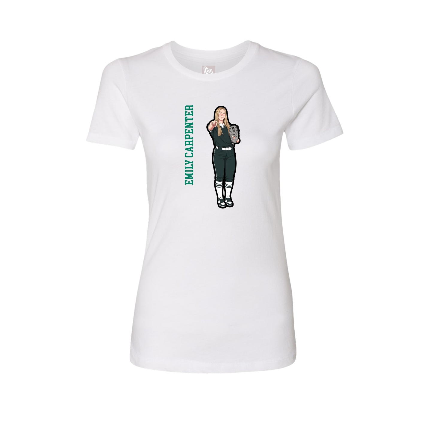 Womens Tee — Name Vertical in White