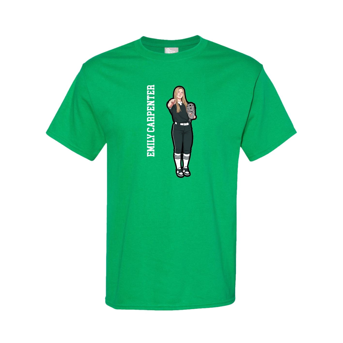 Youth Tee — Name Vertical in Green