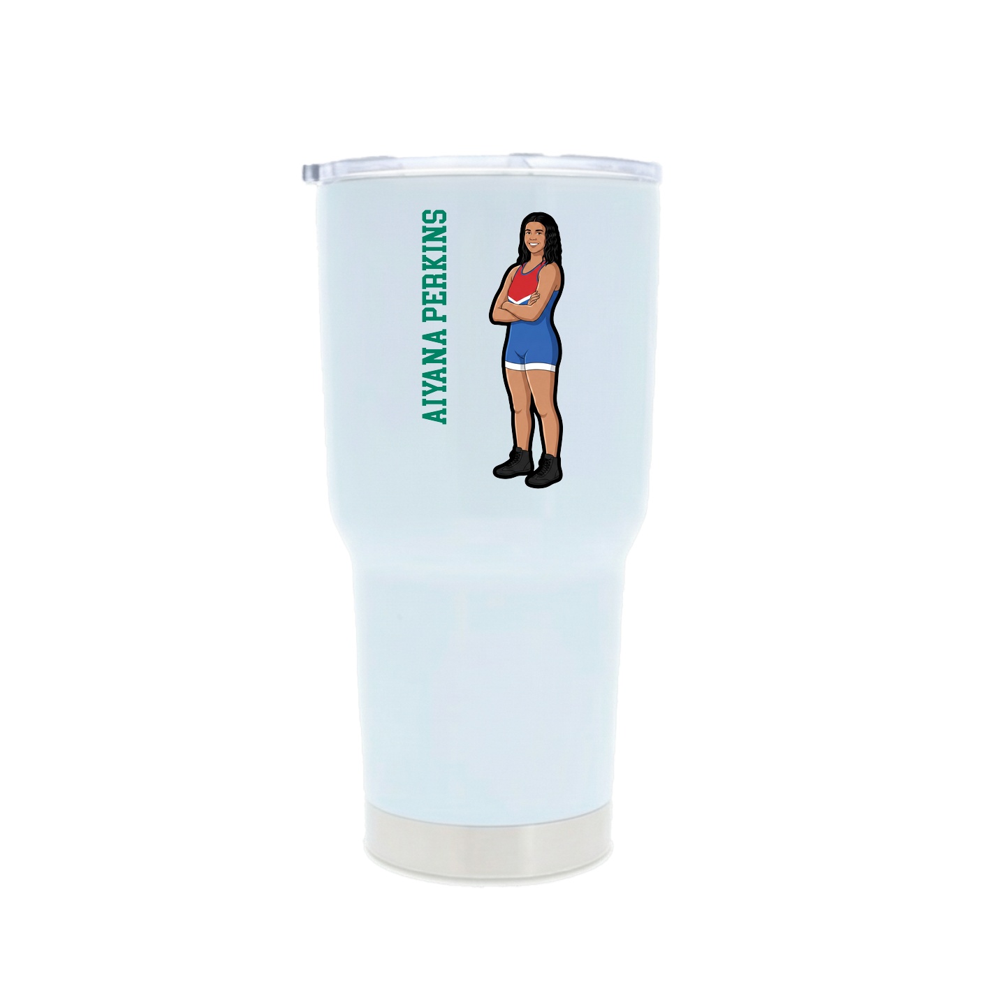 30oz Stainless Steel Tumbler — Name Vertical in White