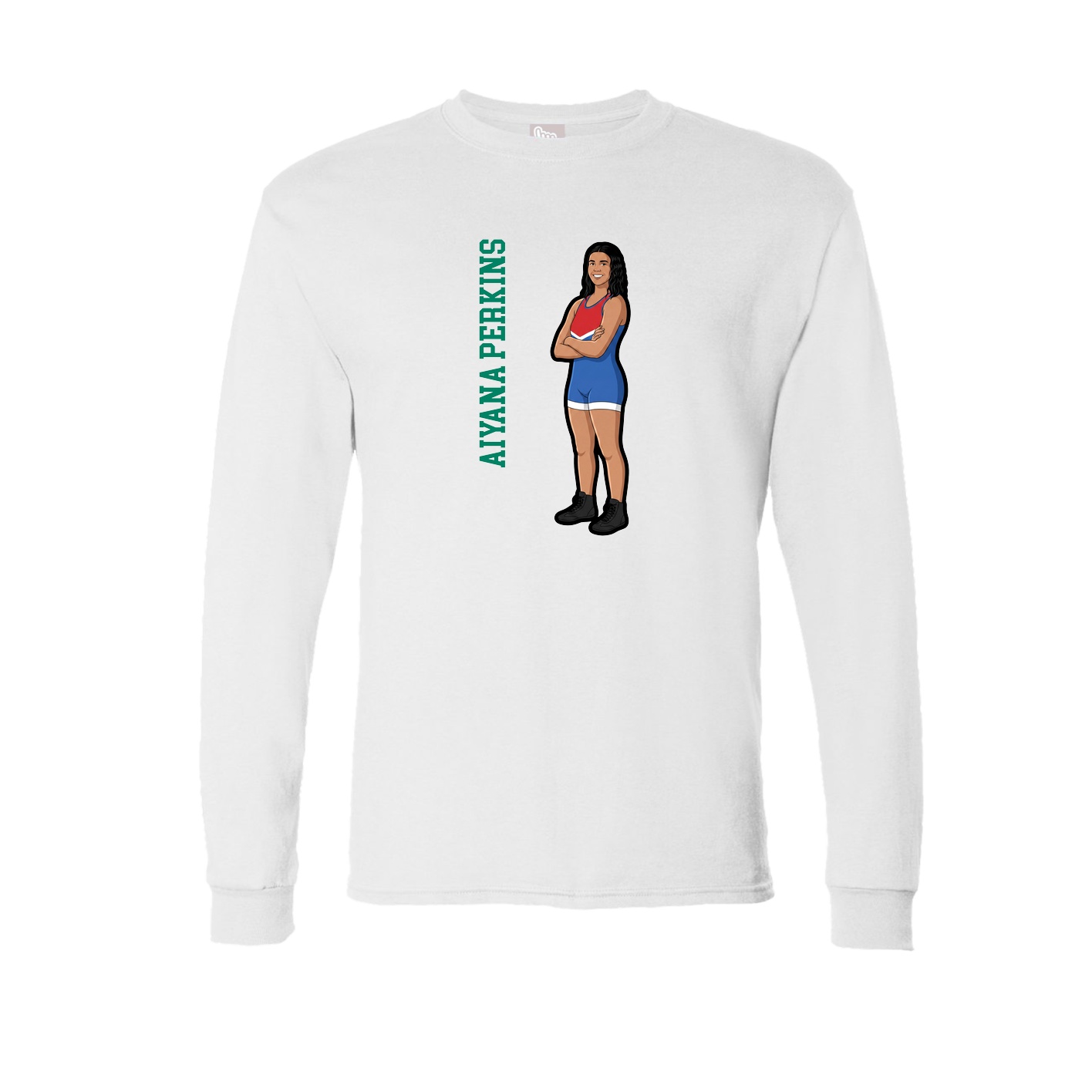 Long Sleeve Tee — Name Vertical in White