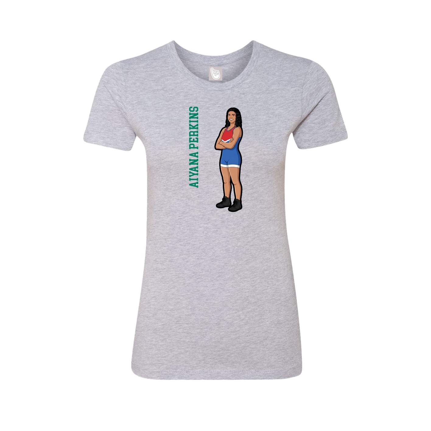 Fitted Women's Tee — Name Vertical in Grey