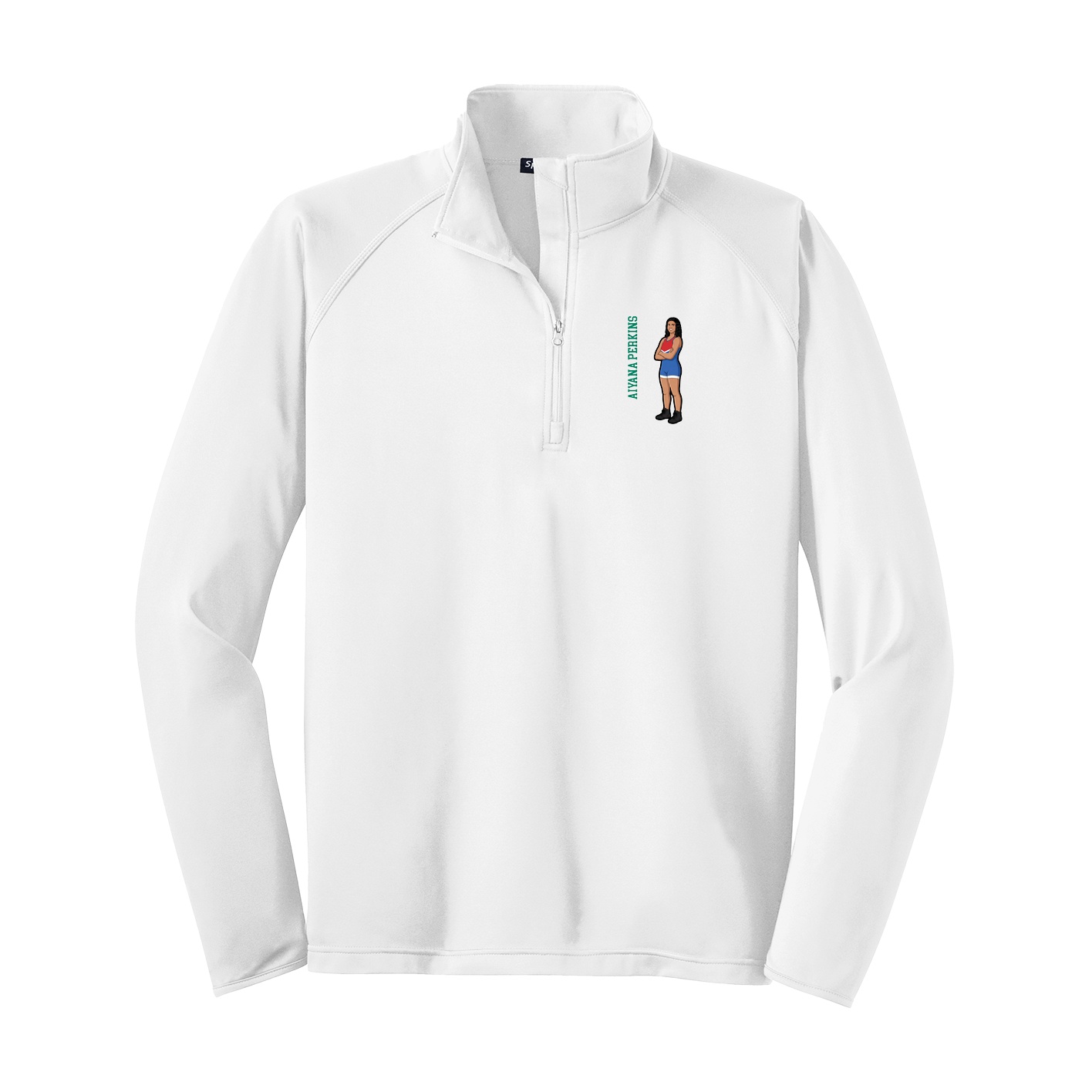 Q-Zip Pullover — Name Vertical in White