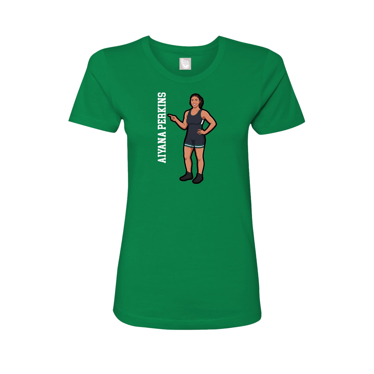 Fitted Women's Tee — Name Vertical in Green