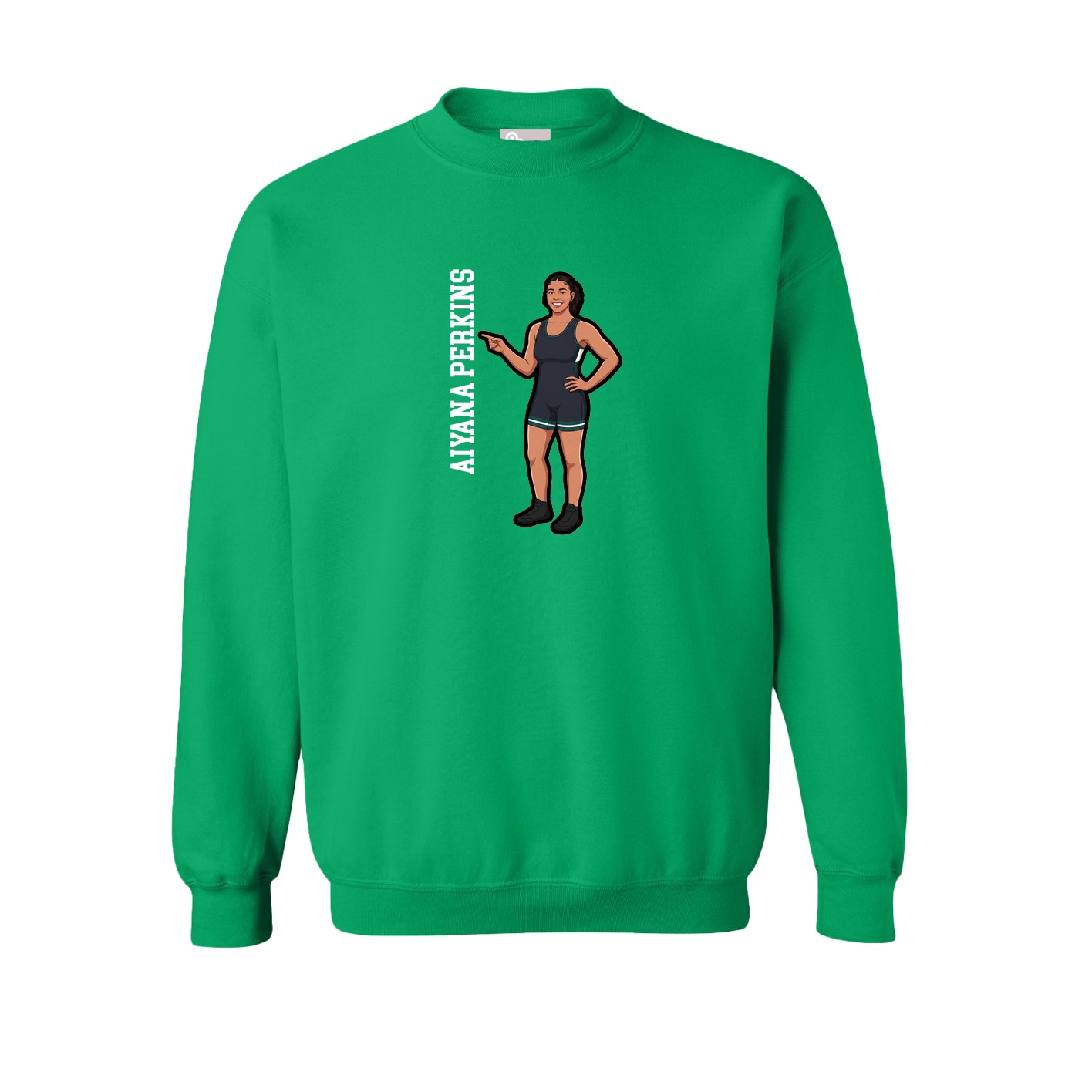 Fleece Crew — Name Vertical in Green