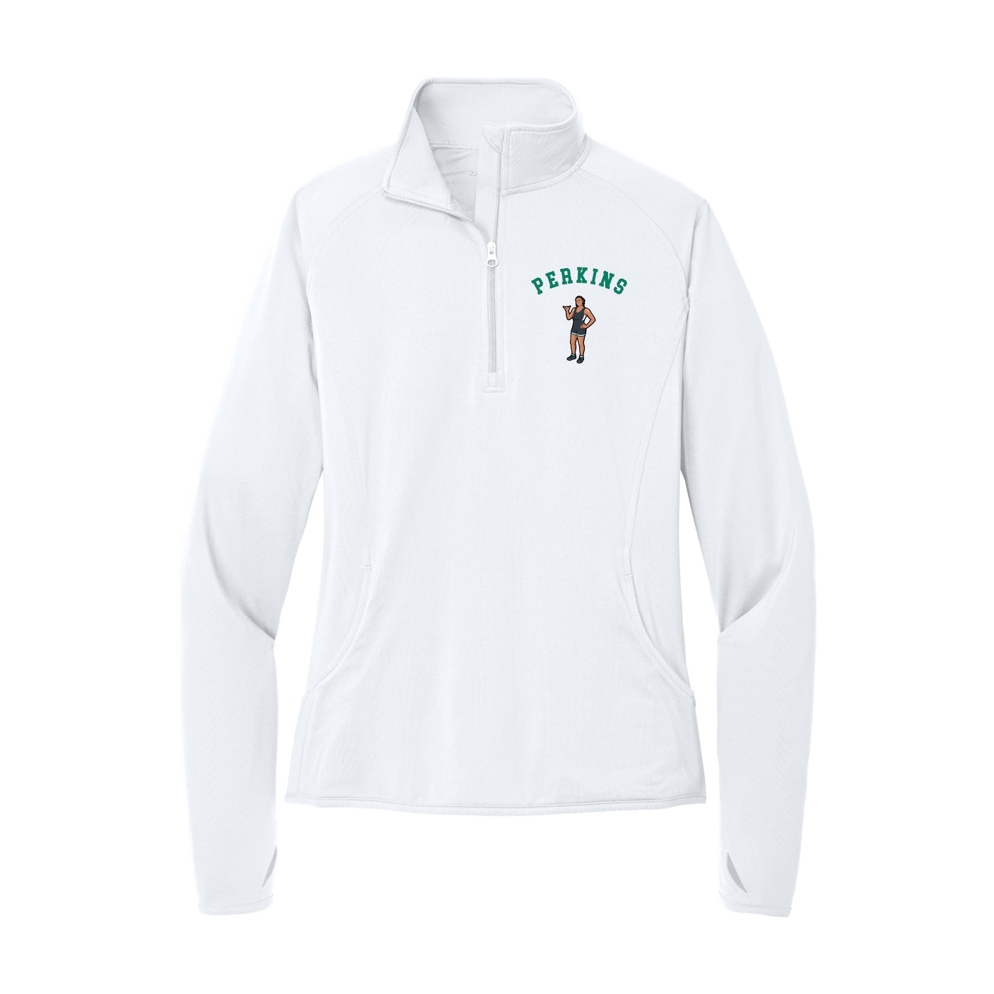 Women's Q-Zip Pullover — Shirsey Arch in White