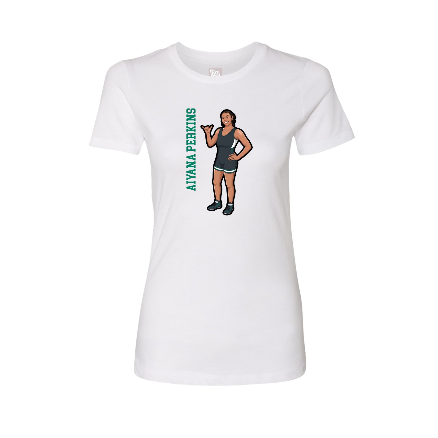 Fitted Women's Tee — Name Vertical in White