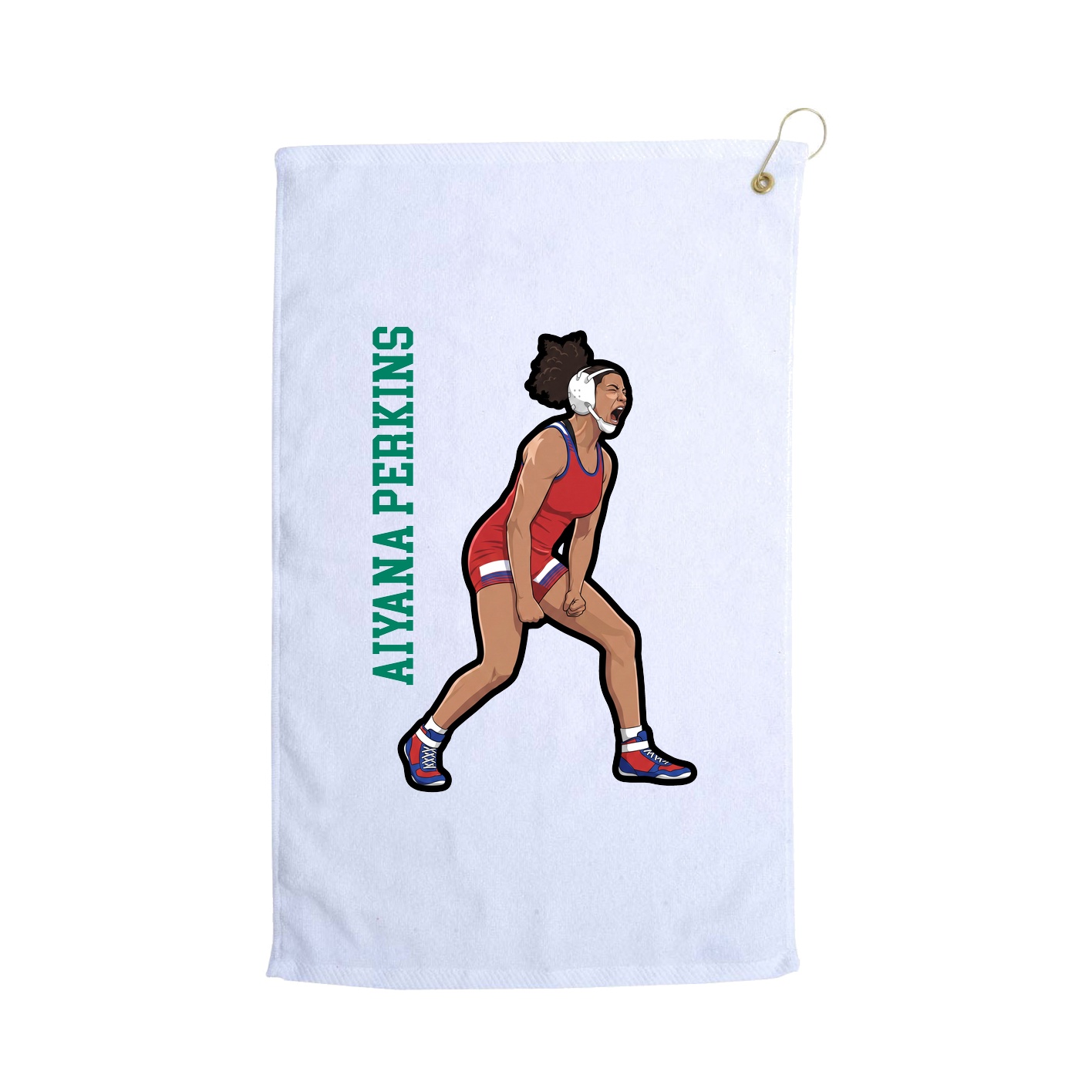Golf Towel — Name Vertical in White