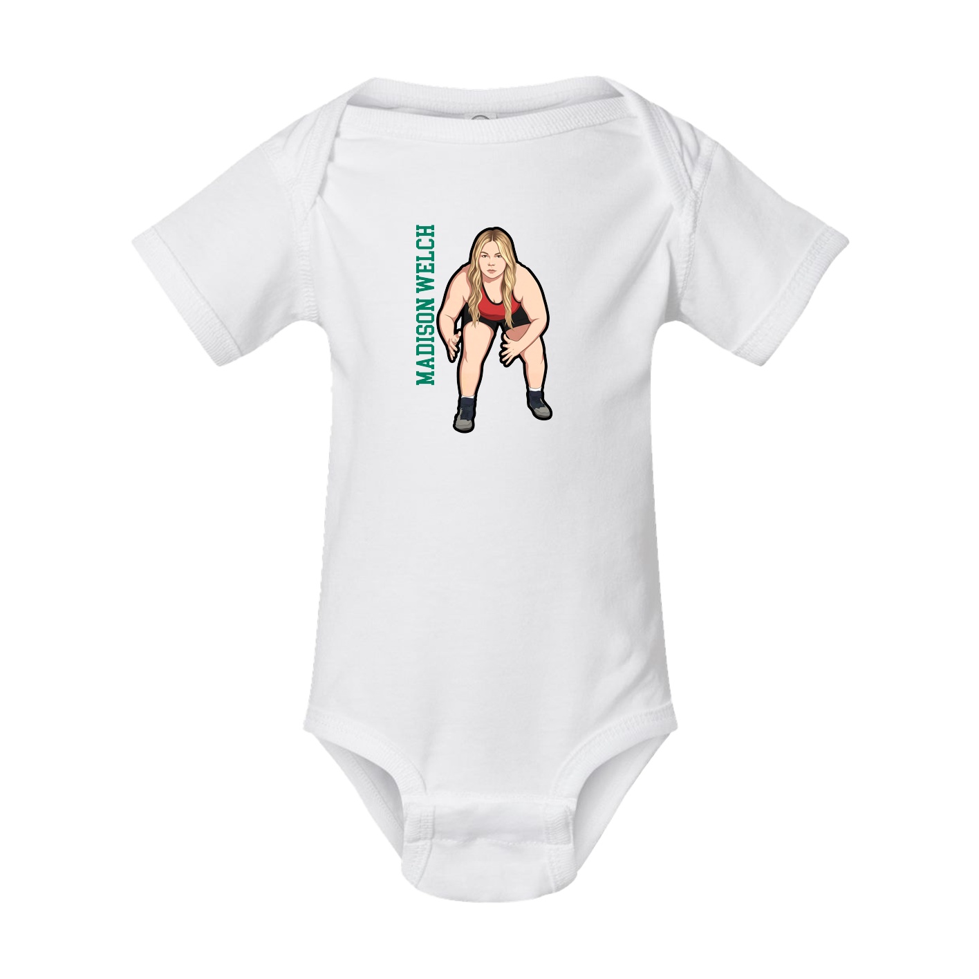 Baby Onesie — Name Vertical in White