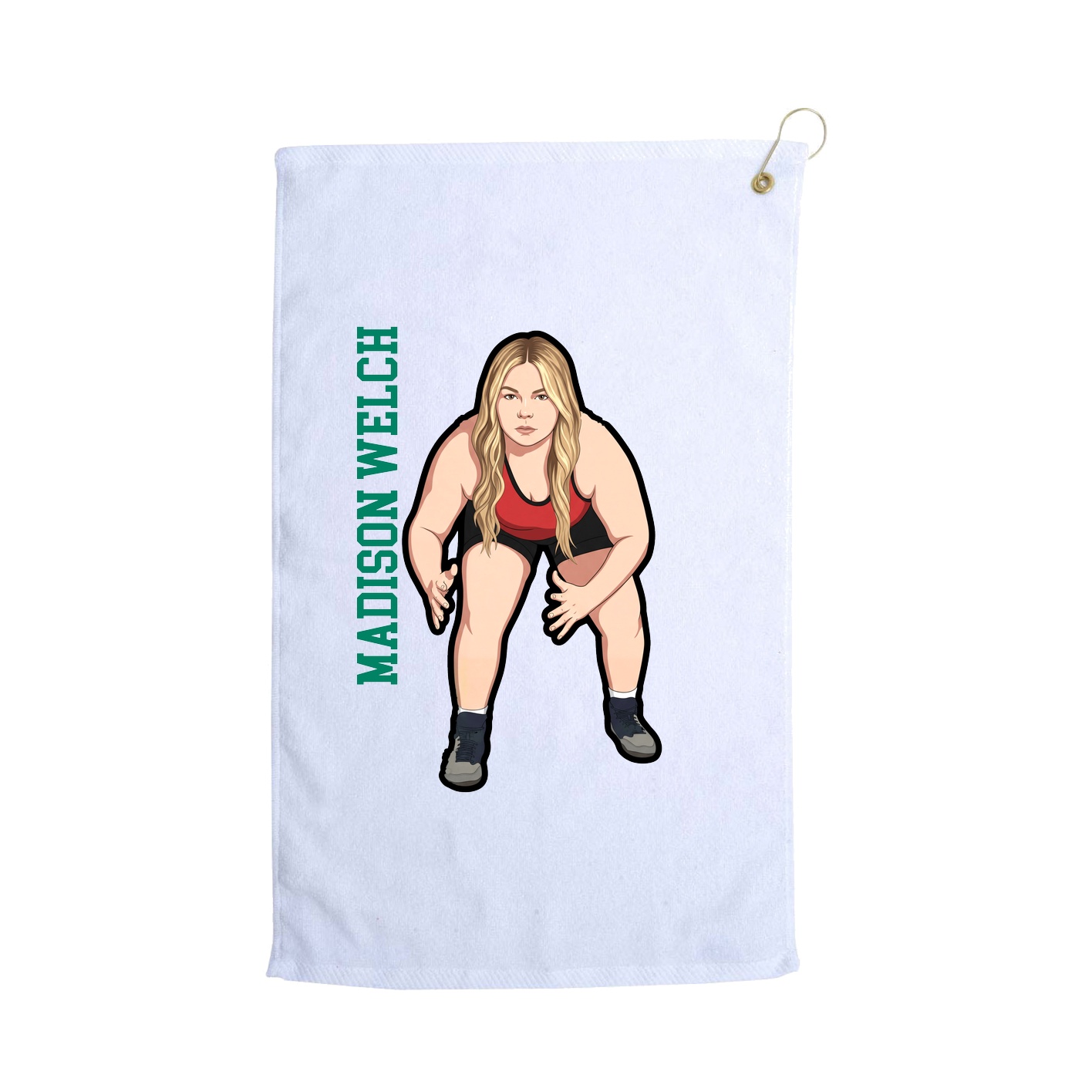 Golf Towel — Name Vertical in White