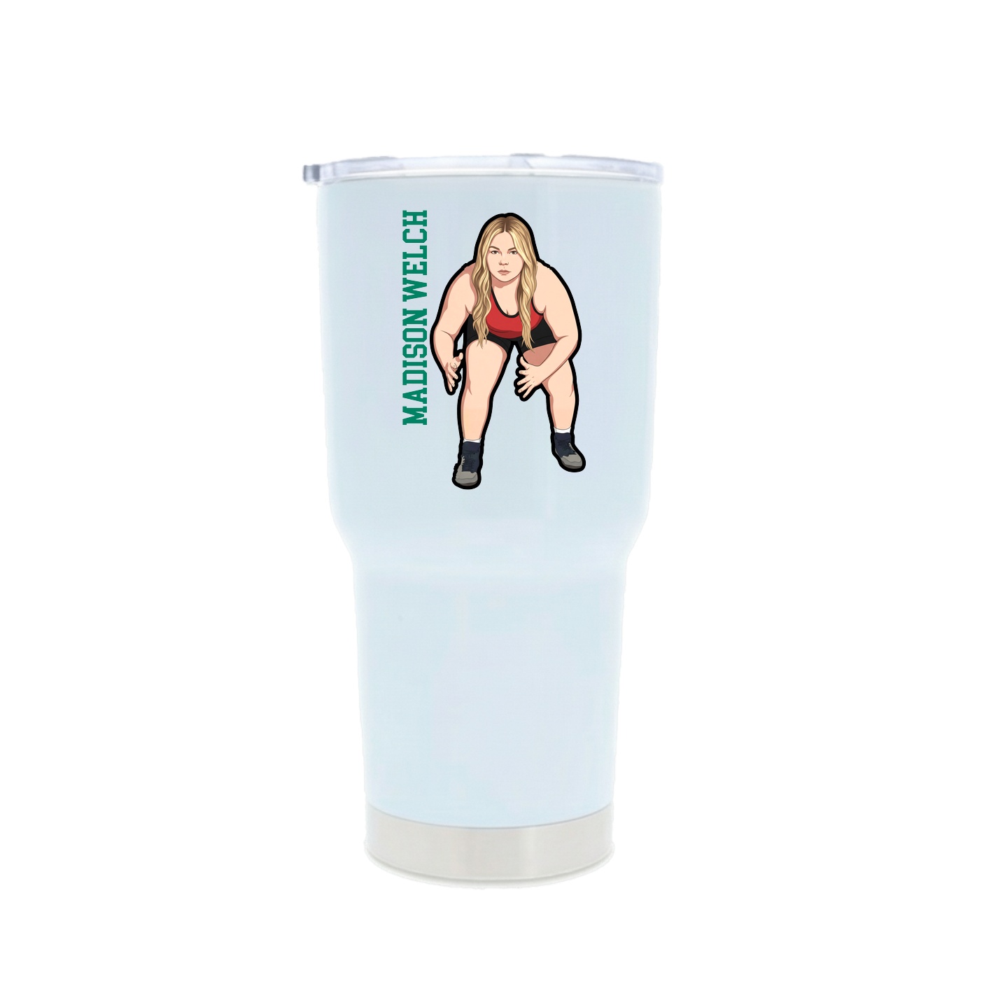 30oz Stainless Steel Tumbler — Name Vertical in White