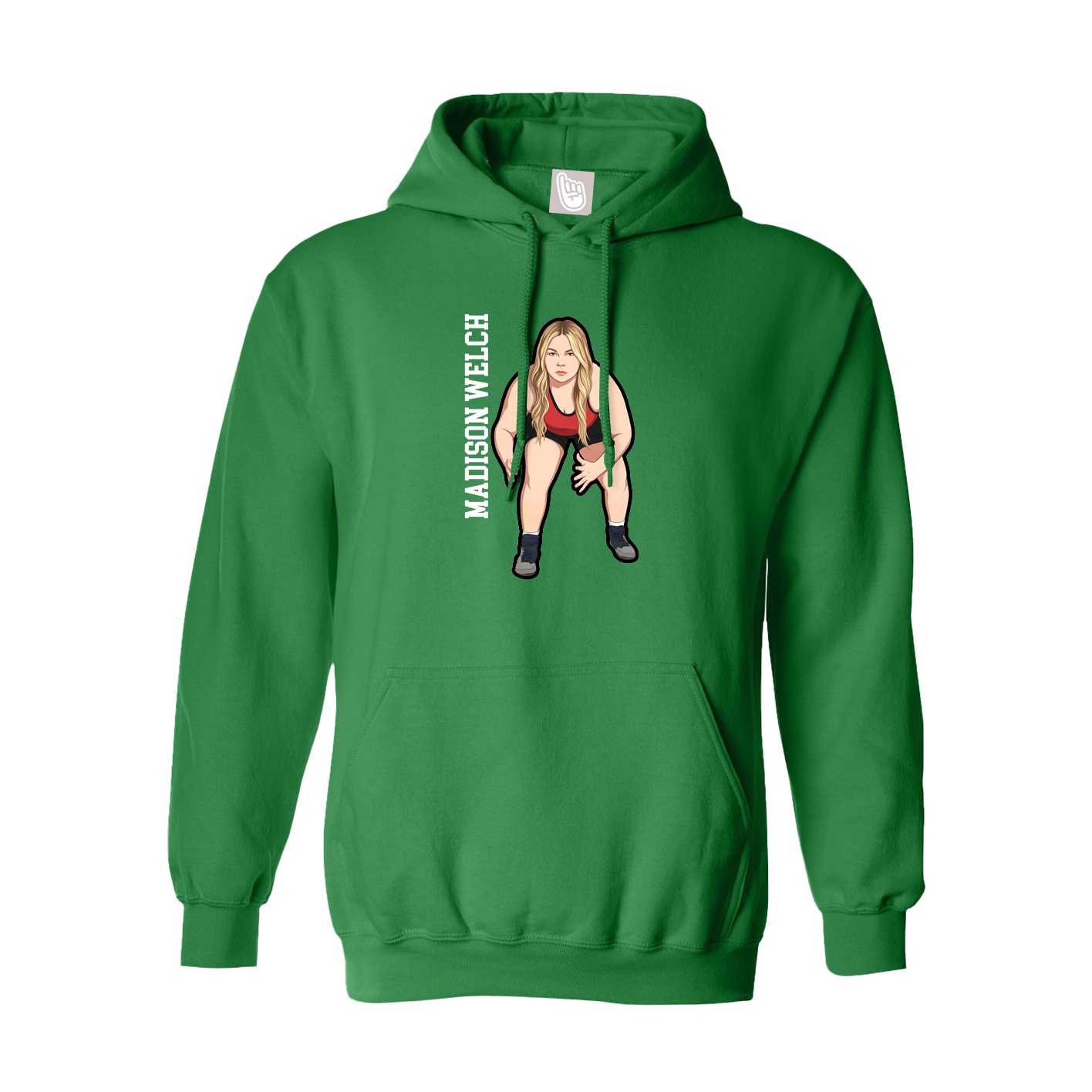Youth Hoodie — Name Vertical in Green
