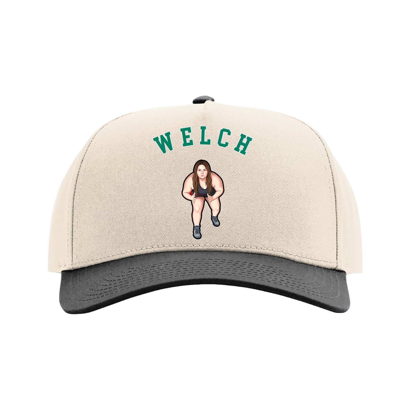 Full Fabric Five-Panel Champ Cap — Shirsey Arch in Cream/Black