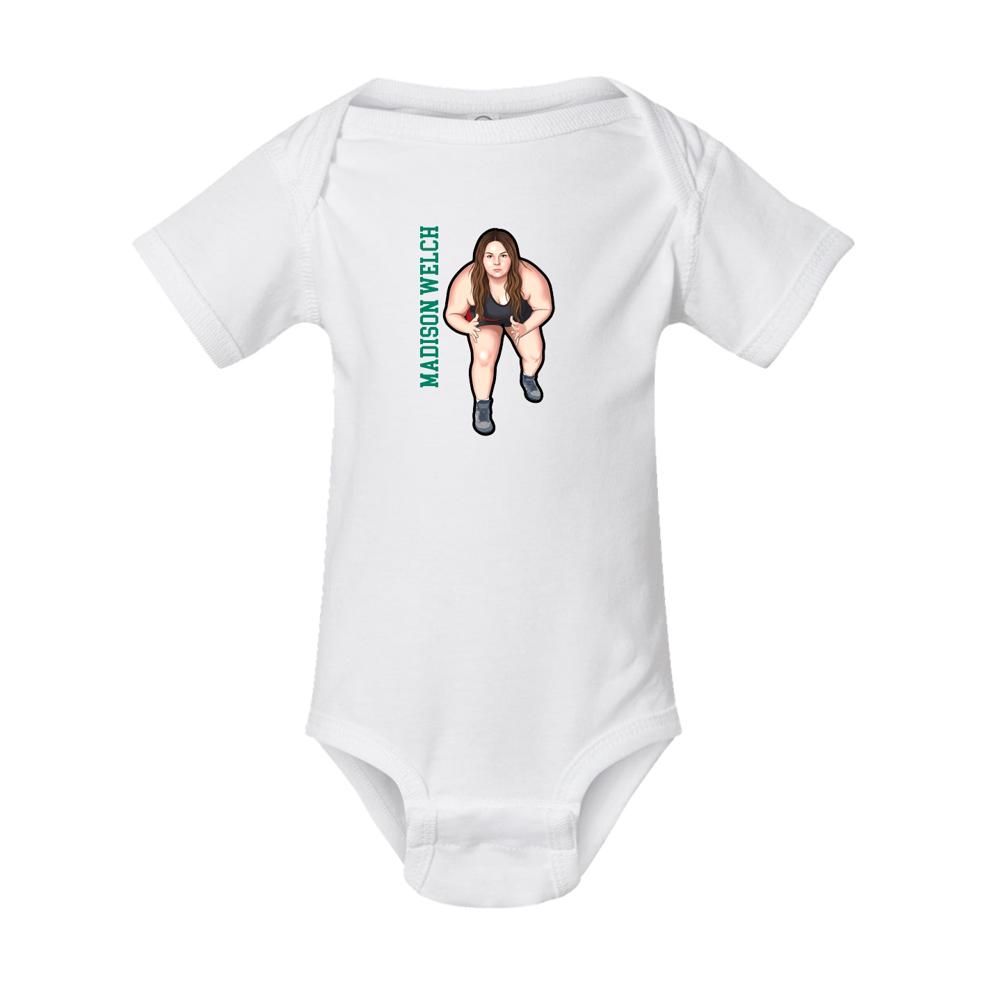 Baby Onesie — Name Vertical in White