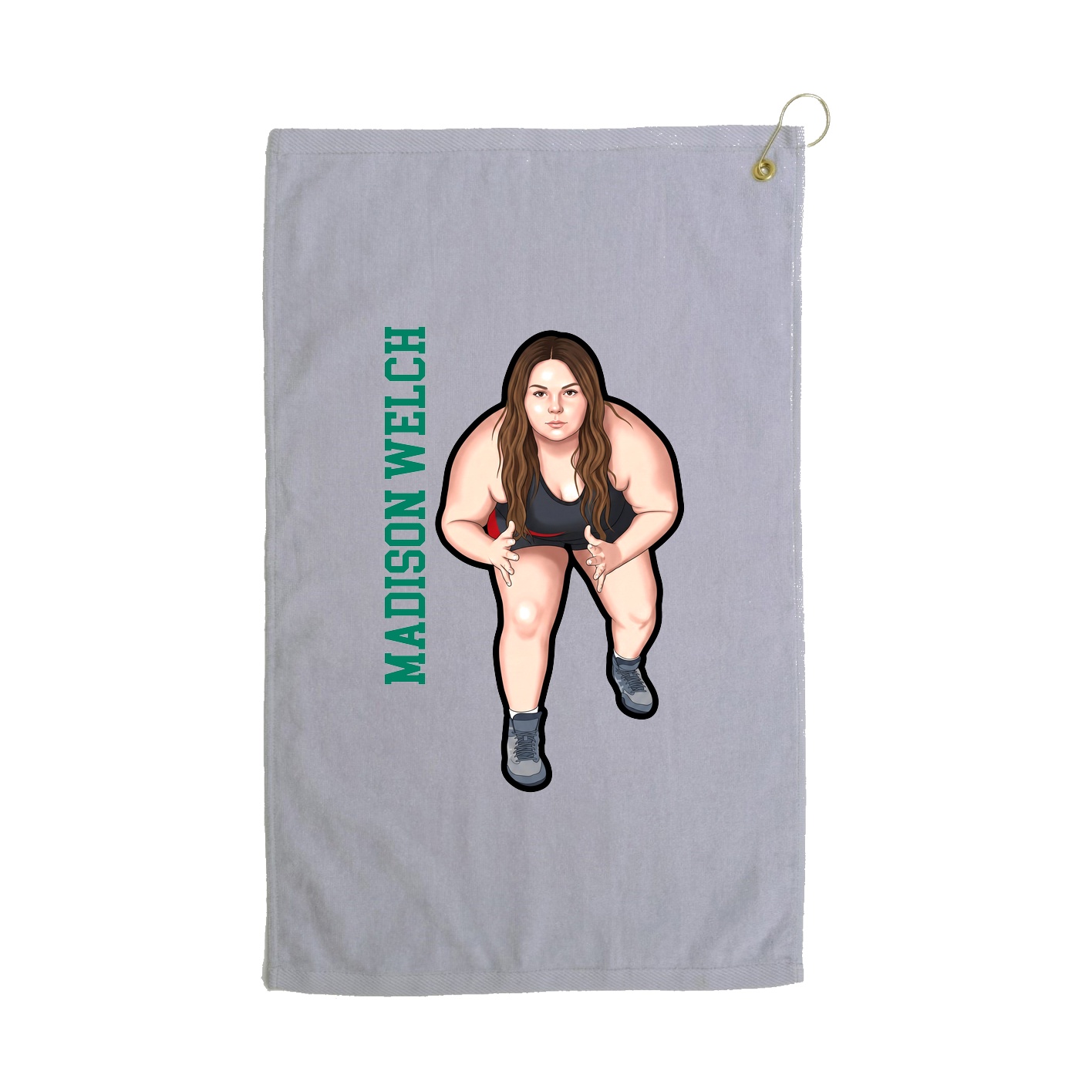 Golf Towel — Name Vertical in Grey