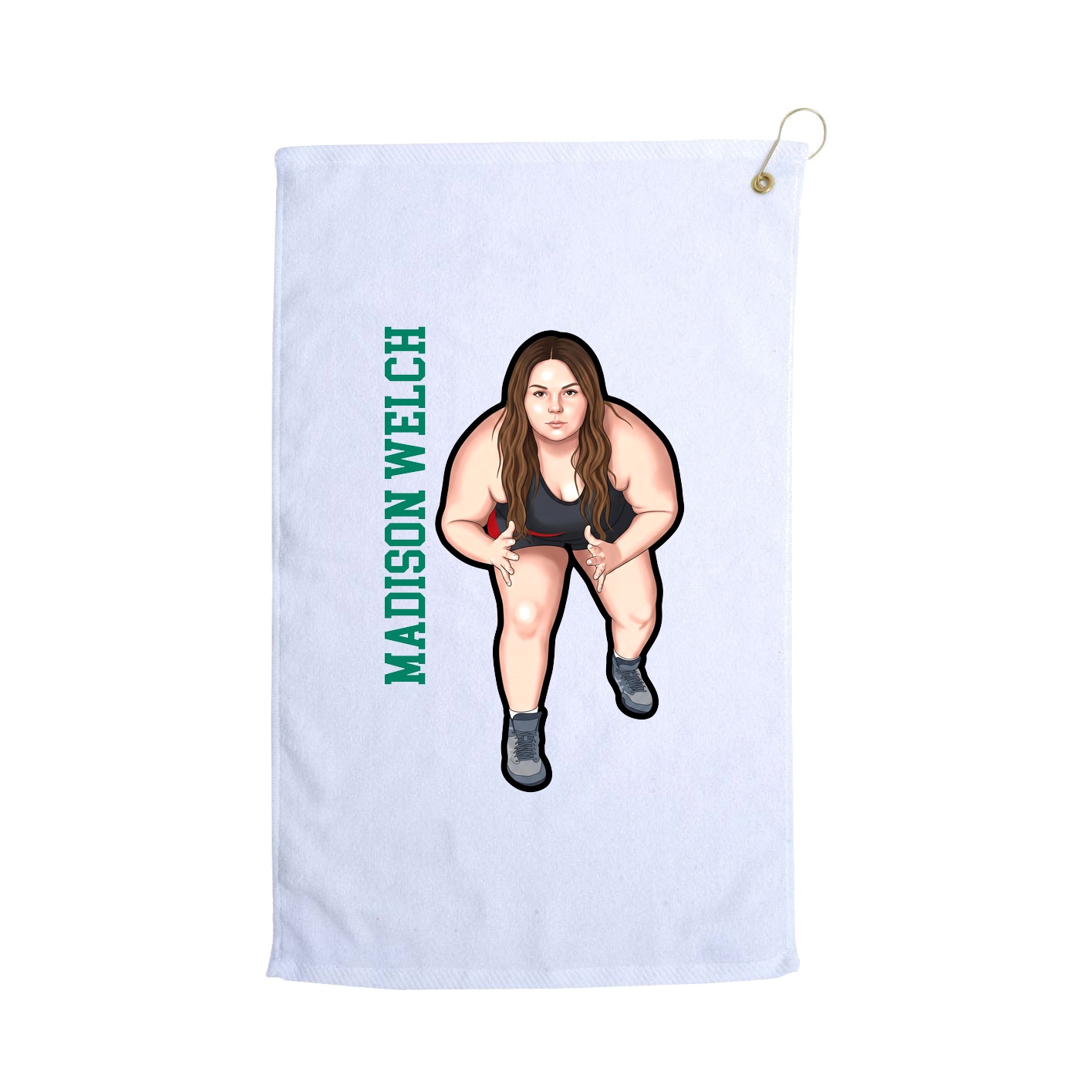 Golf Towel — Name Vertical in White
