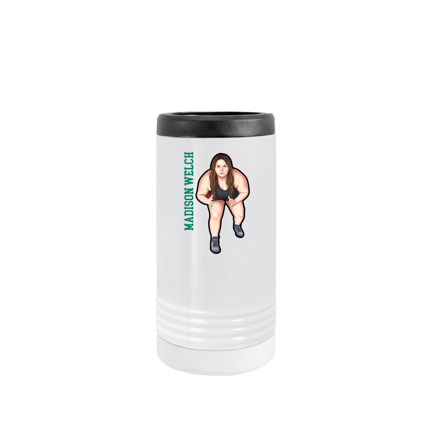 Slim Beverage Holder — Name Vertical in White