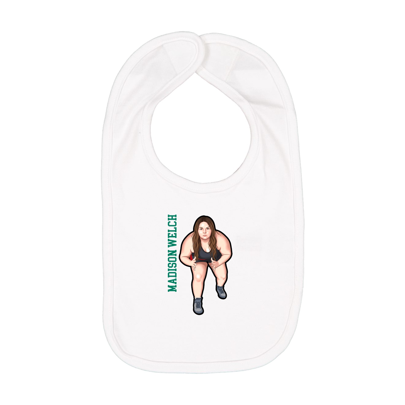 Infant Bib — Name Vertical in White