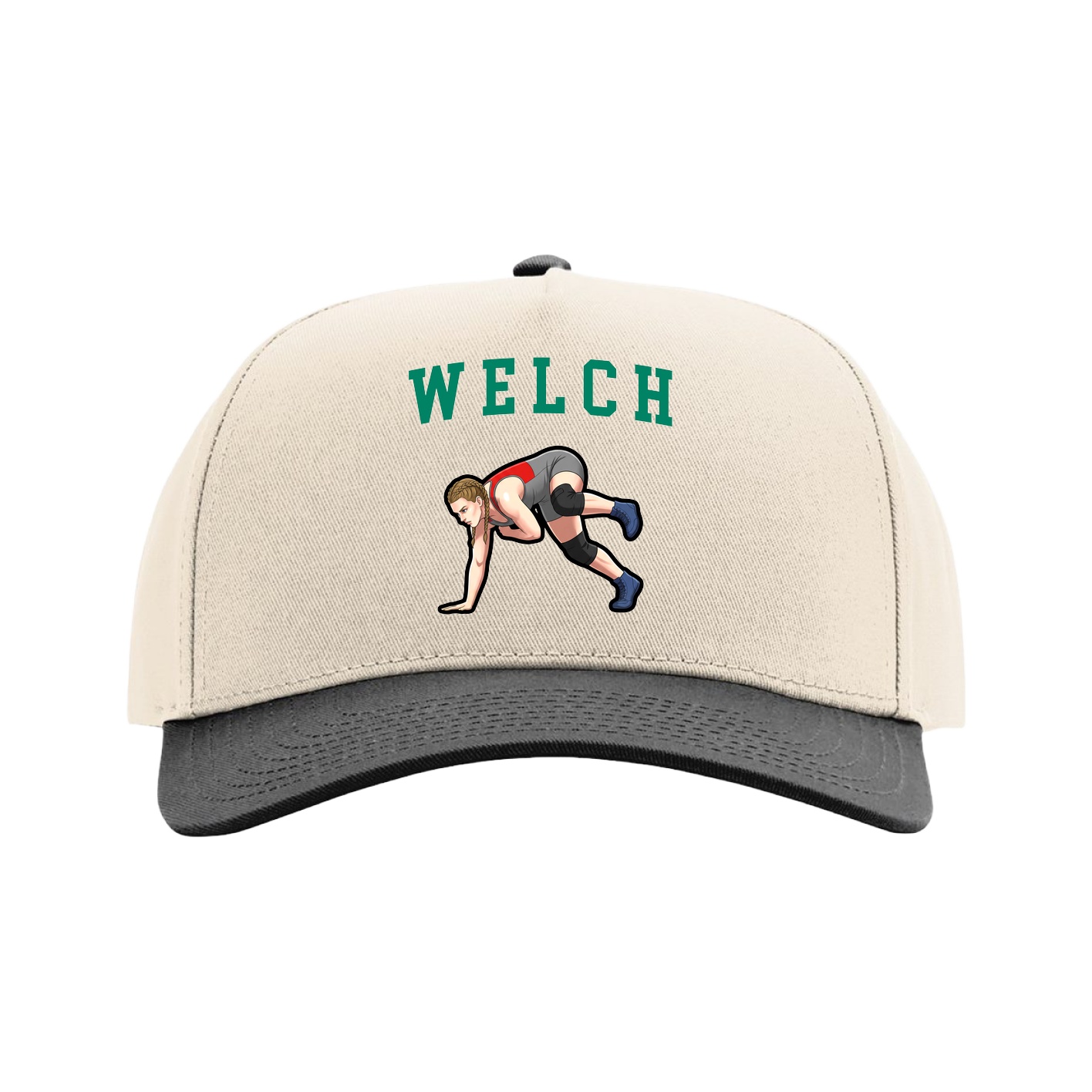 Full Fabric Five-Panel Champ Cap — Shirsey in Cream/Black