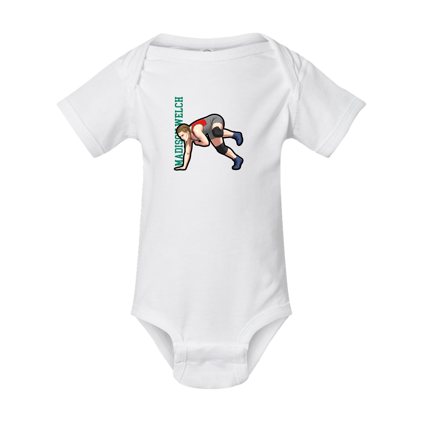 Baby Onesie — Name Vertical in White