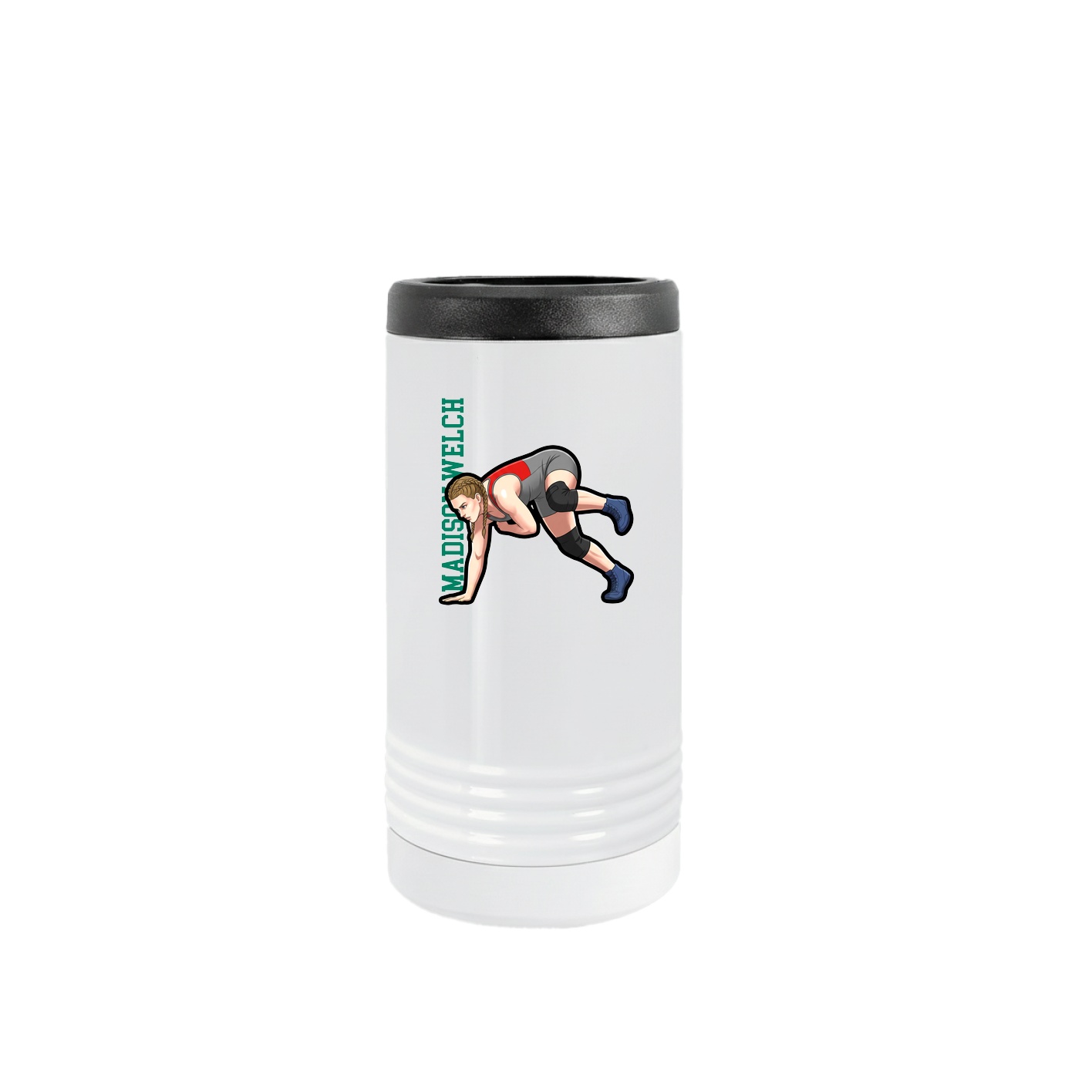 Slim Beverage Holder — Name Vertical in White