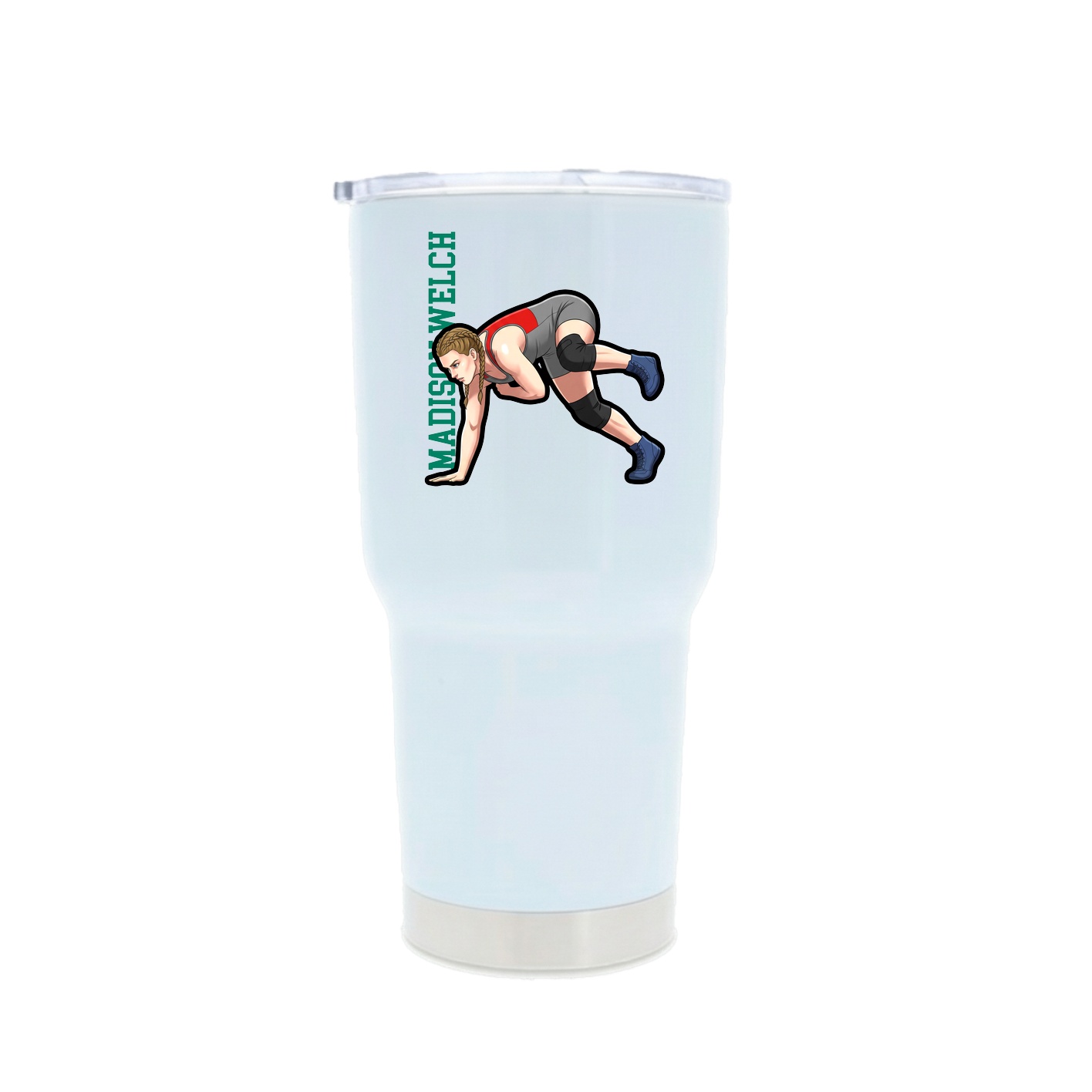 30oz Stainless Steel Tumbler — Name Vertical in White