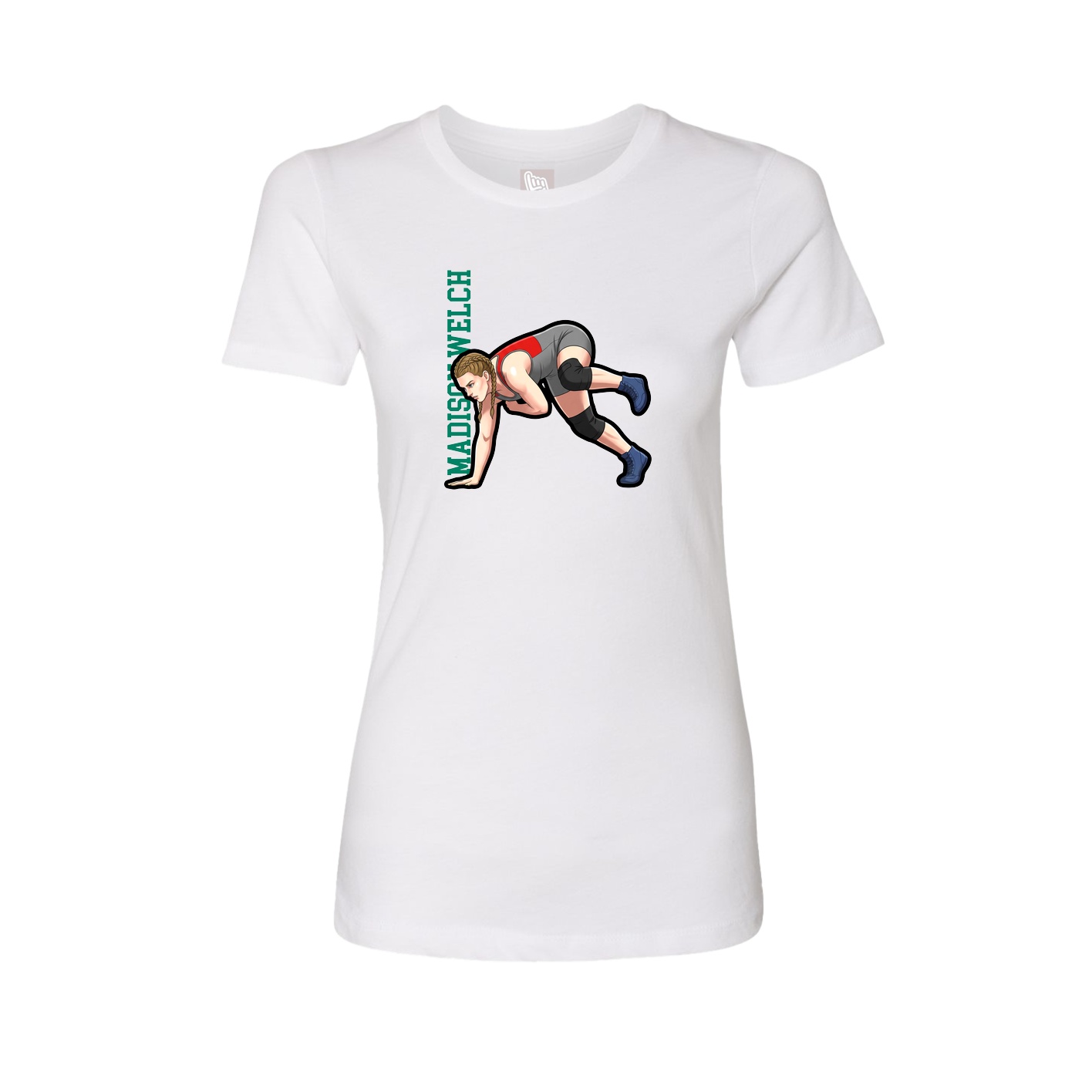 Womens Tee — Name Vertical in White