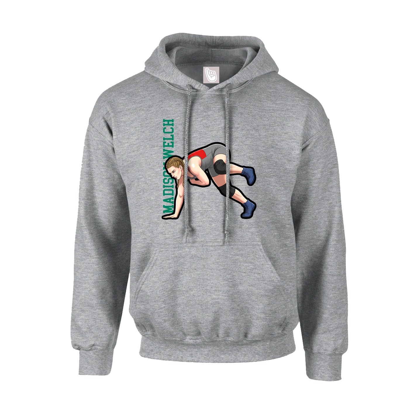 Youth Hoodie — Name Vertical in Grey