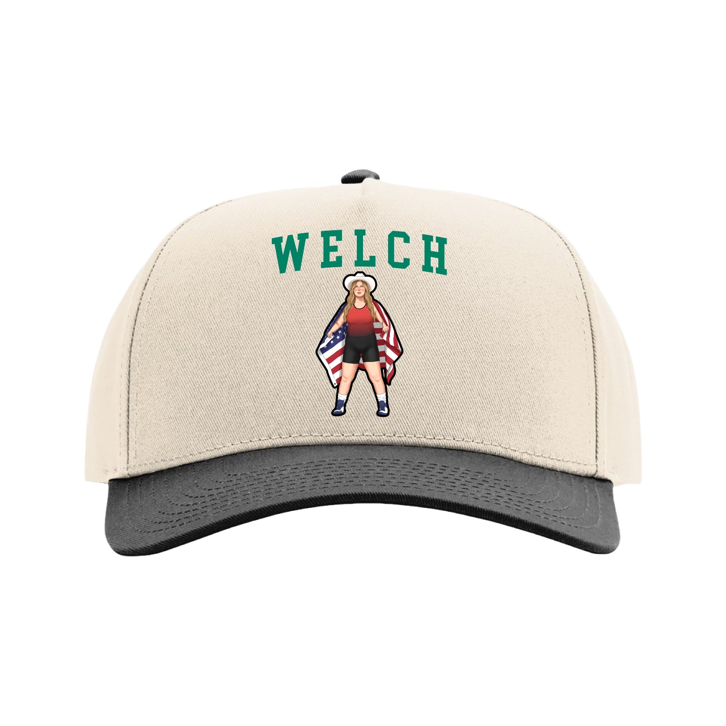 Full Fabric Five-Panel Champ Cap — Shirsey in Cream/Black