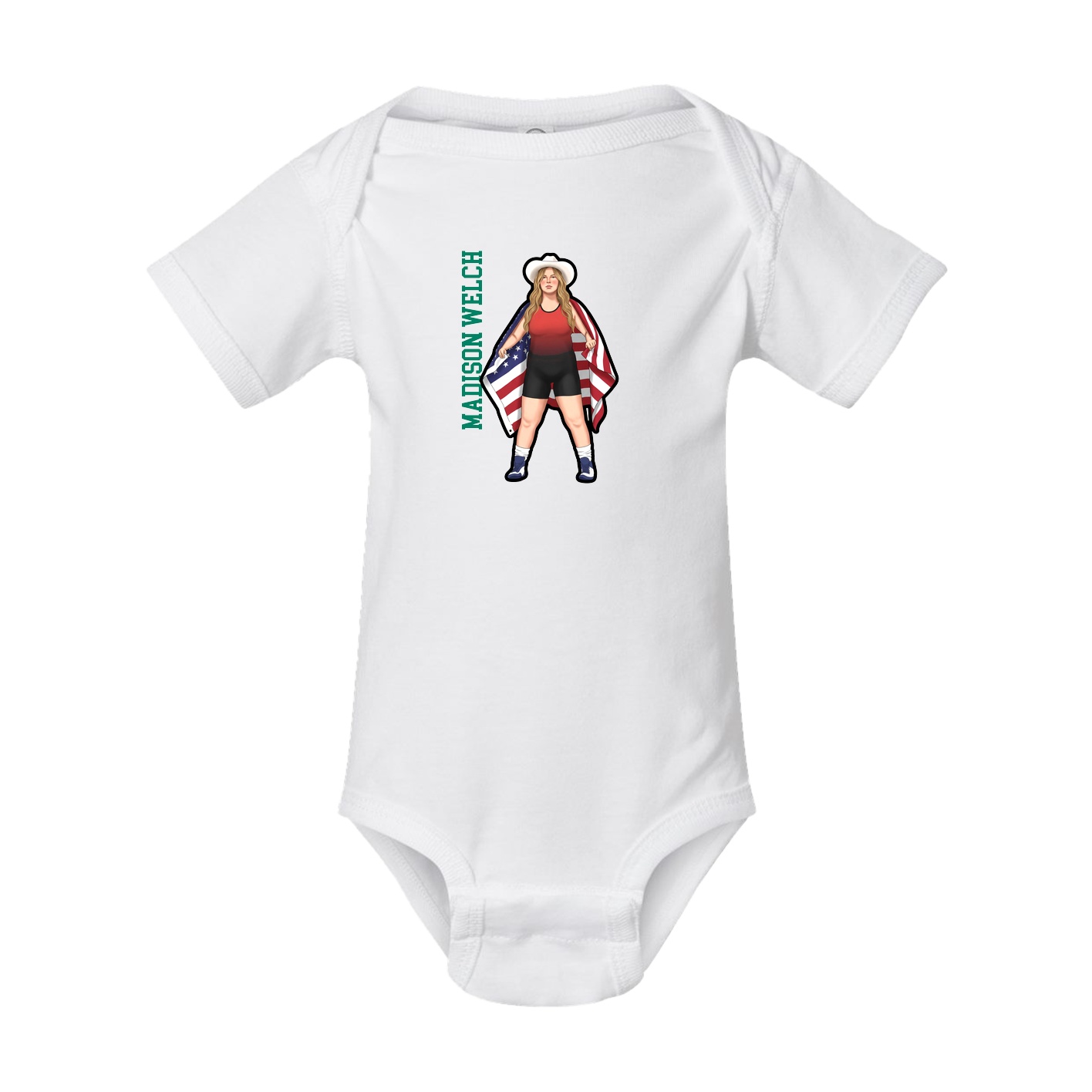 Baby Onesie — Name Vertical in White
