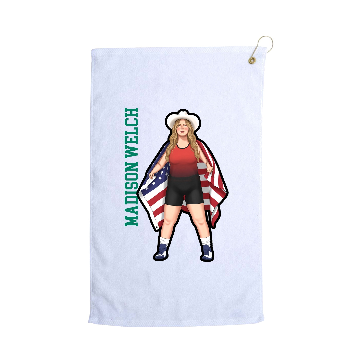 Golf Towel — Name Vertical in White