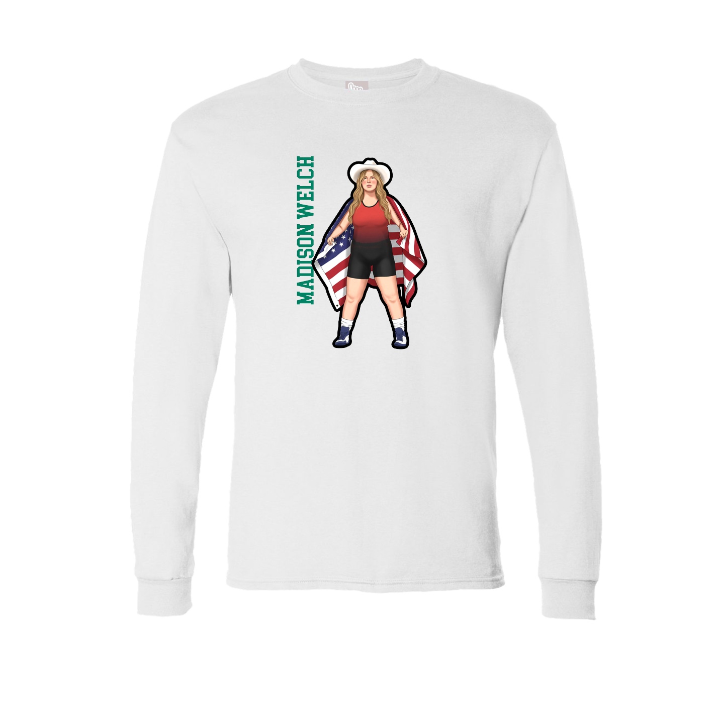 Long Sleeve Tee — Name Vertical in White