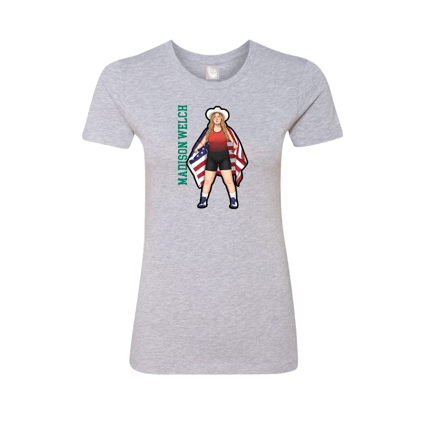 Womens Tee — Name Vertical in Grey