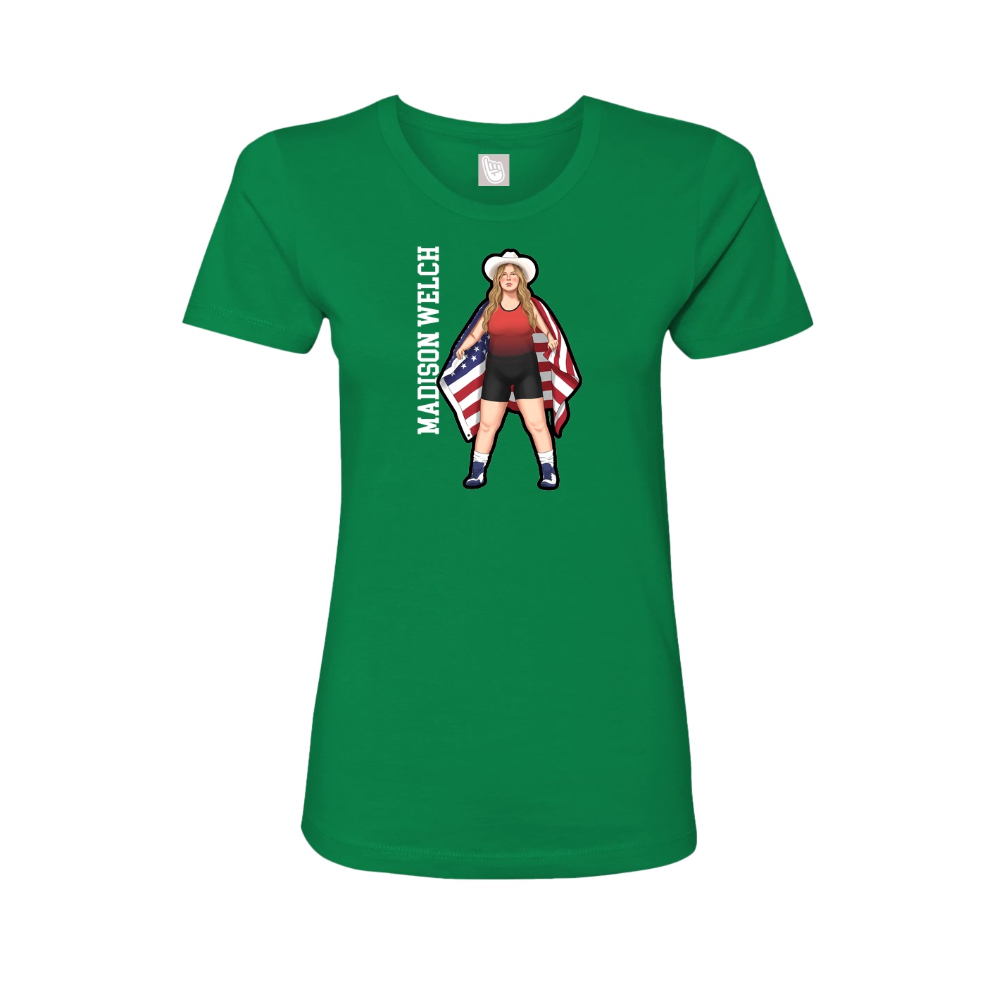 Fitted Women's Tee — Name Vertical in Green